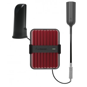 weBoost mobile booster enhancing signal reliability for on-the-go communication.